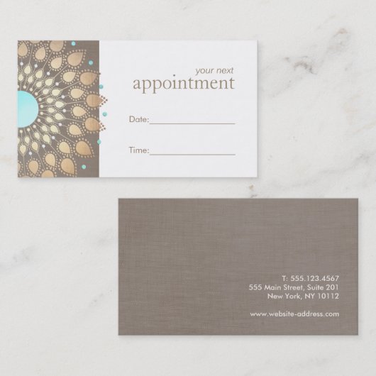 Gold Lotus Mandala Therapeut Erinnerung für Ernenn Terminkarte (Vorne/Hinten)