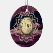 Gold Lotus OM Mandala Lavender Marble Keramik Ornament (Rechts)