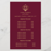 Gold Lotus Ruby Wellness-Center & Massage Preise & Flyer (Vorne)