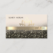 Gold Lotus Stripe Black Sequins Visitenkarte (Vorderseite)