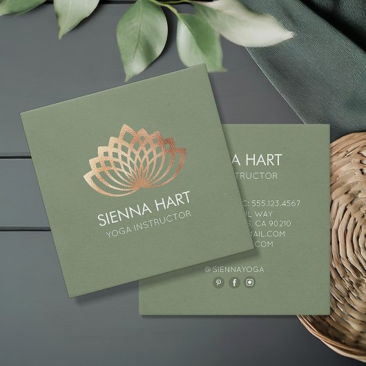 Gold Lotus Yoga Instructor Quadratische Visitenkarte