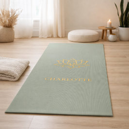 Gold-Lotusblumen-Name-Sage-Grün Yogamatte