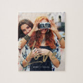 Gold Love Brush Script Overlay Couple Photo Memory Puzzle (Vertikal)