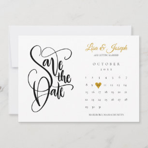 Gold Love Heart Kalender QR Code Hochzeit Save The Date