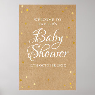 Gold Love Hearts Baby Shower Willkommensschild Poster