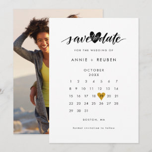 Gold Love Herz Kalender Foto Save The Date