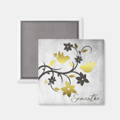 Gold Lovebirds Personalisiert Magnet (Vorderseite/Rückseite)