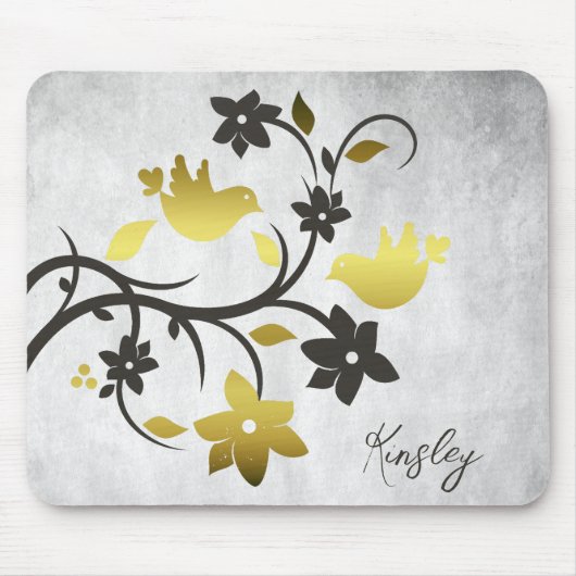 Gold Lovebirds Personalisiert Mouse Pad Mousepad (Vorne)