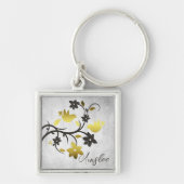 Gold Lovebirds Personalisierter Schlüsselanhänger (Vorne)