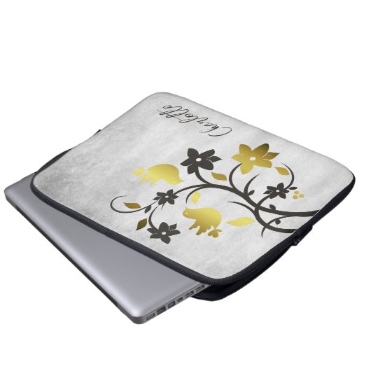 Gold Lovebirts Personalisierter Laptop-Sieb Laptopschutzhülle (Vorne Knopf)