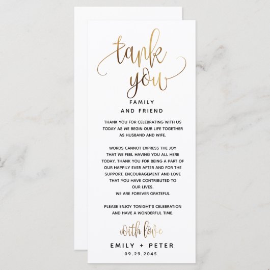Gold Lovely Script Typografy Wedding Vielen Dank (Vorne/Hinten)
