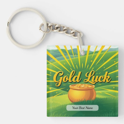 Gold Luck Ray Personalize Schlüsselanhänger (Vorderseite)