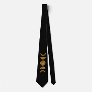 Gold Lunar Moon Phase Neck Tie Krawatte