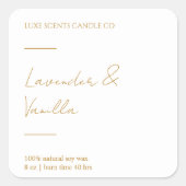Gold & Lux Candle Square Label Quadratischer Aufkleber (Vorderseite)