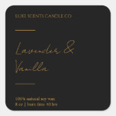Gold & Lux Candle Square Label Quadratischer Aufkleber (Vorderseite)