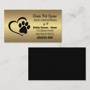 Gold Lux Paw Print Dog Pet Grooming Service Visitenkarte