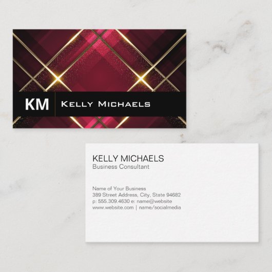 Gold Lux Trim | Rote Streifen Visitenkarte (Vorne/Hinten)