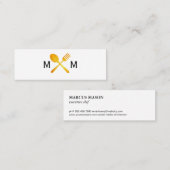 Gold Luxe Food Utensils Monogram Mini Visitenkarte (Vorne/Hinten)