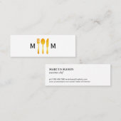 Gold Luxe Food Utensils Monogram Mini Visitenkarte (Vorne/Hinten)