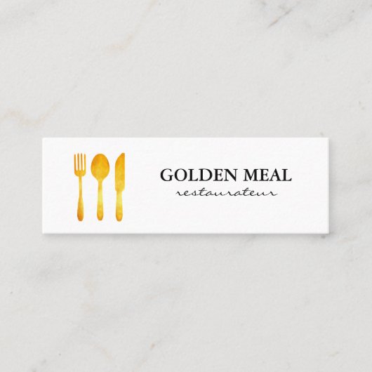 Gold Luxe Food Utensils Monogram Mini Visitenkarte (Vorderseite)