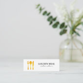 Gold Luxe Food Utensils Monogram Mini Visitenkarte (Stehend Vorderseite)