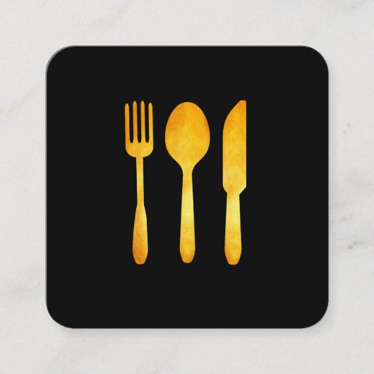 Gold Luxe Food Utensils Quadratische Visitenkarte (Vorderseite)
