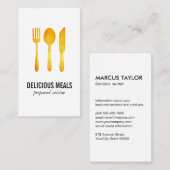 Gold Luxe Food Utensils Visitenkarte (Vorne/Hinten)
