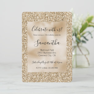 Gold Luxe Glitter Sweet 16    Einladung