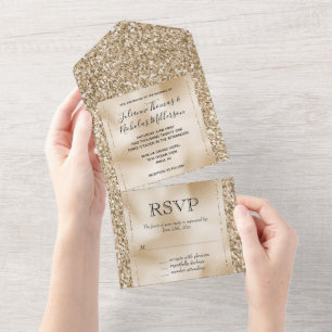 Gold Luxe Glitzer All In One Einladung