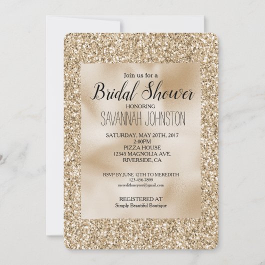Gold Luxe Glitzer Einladung (Vorderseite)