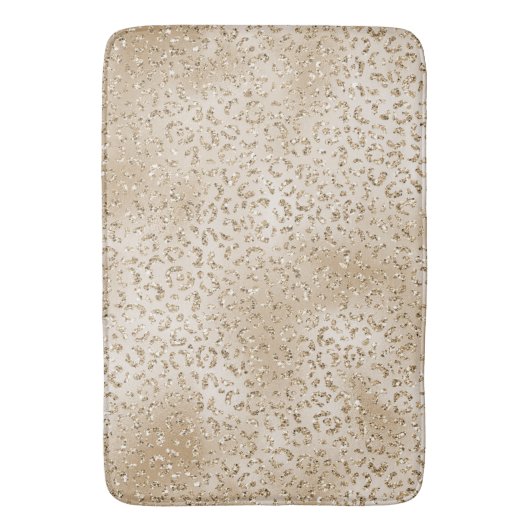 Gold Luxe Glitzer Leopard Print Badematte (Vorderseite Vertikal)