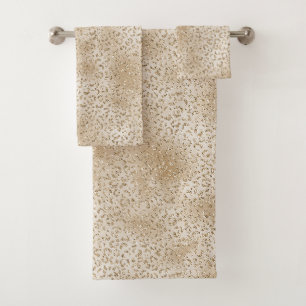 Gold Luxe Glitzer Leopard Print Badhandtuch Set