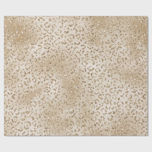 Gold Luxe Glitzer Leopard Print Geschenkpapier (Flach)