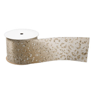 Gold Luxe Glitzer Leopard Print     Satinband