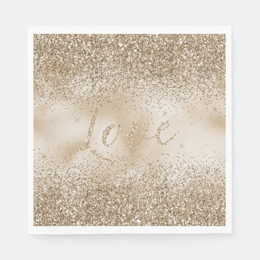 Gold Luxe Glitzer Liebe Serviette (Vorderseite)