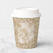 Gold Luxe Glitzer Liebe Weihnachten Pappbecher (Vorderseite)