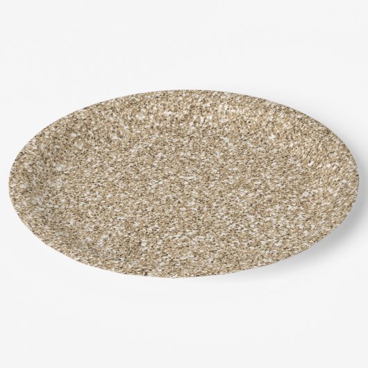 Gold Luxe Glitzer Pappteller (Schrägansicht)