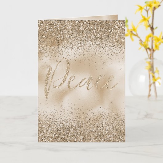 Gold Luxe Glitzer Peace Karte (Gelbe Blume)