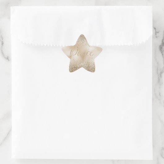 Gold Luxe Glitzer Peace Stern-Aufkleber (Tasche)