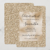 Gold Luxe Glitzer Sweet 16 Einladung (Vorne/Hinten)