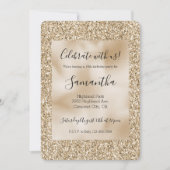 Gold Luxe Glitzer Sweet 16 Einladung (Vorderseite)