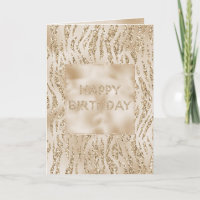 Gold Luxe Glitzer Zebra Print Birthday
