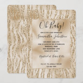 Gold Luxe Glitzer Zebra Print Einladung (Vorne/Hinten)