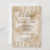 Gold Luxe Glitzer Zebra Print Einladung (Vorderseite)
