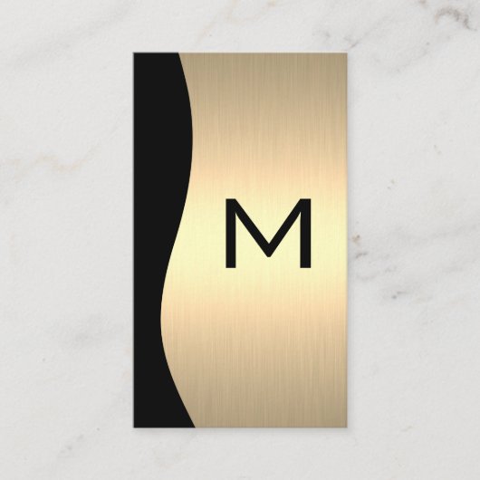Gold Luxe Monogram | Metallic Visitenkarte (Vorderseite)