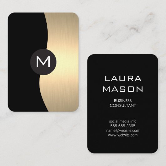 Gold Luxe Monogram Visitenkarte (Vorne/Hinten)