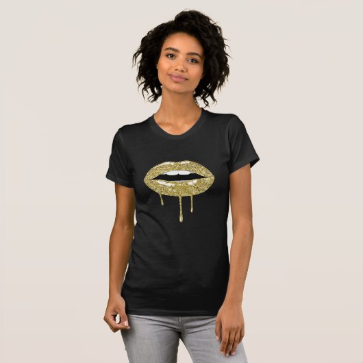 Gold Luxury Beauty Glam Glitzer Tropfen Tropfen Li T-Shirt (Vorne ganz)