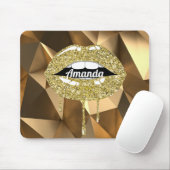 Gold Luxury Beauty Glitzer Tropfen Tropfen Lippen Mousepad (Mit Mouse)