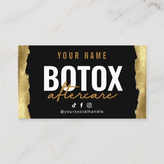 Gold Luxury Botox Aftercare Card Visitenkarte (Vorderseite)