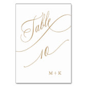 Gold Luxury Calligraphy Wedding Number 10, Tischnummer (Vorderseite)